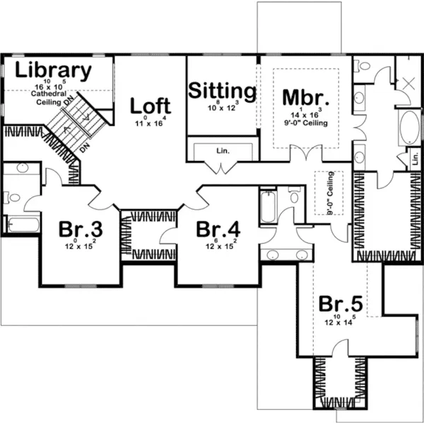 Southern House Plan Second Floor - Pinevalley Luxury Home 123S-0027 - Shop House Plans and More