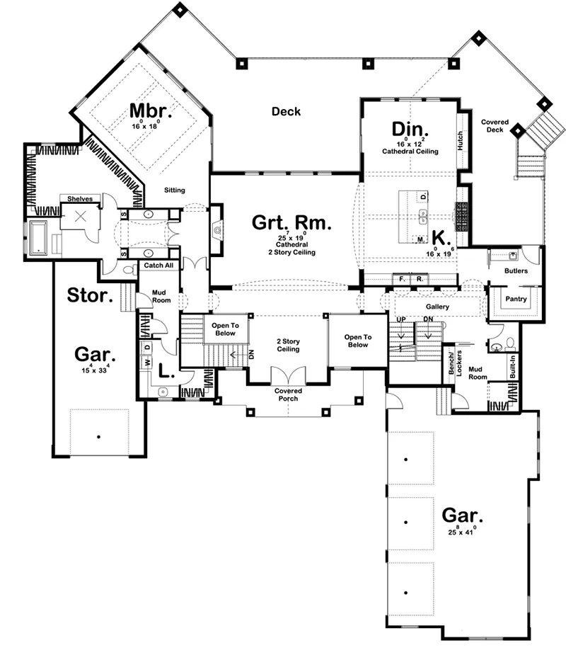 Arts & Crafts House Plan First Floor - 123S-0028 - Shop House Plans and More