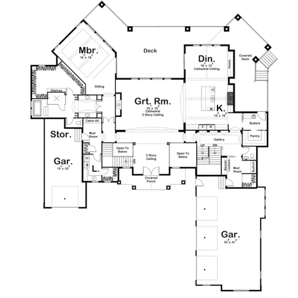 Luxury House Plan First Floor - South Dale Craftsman Home 123S-0028 - Shop House Plans and More