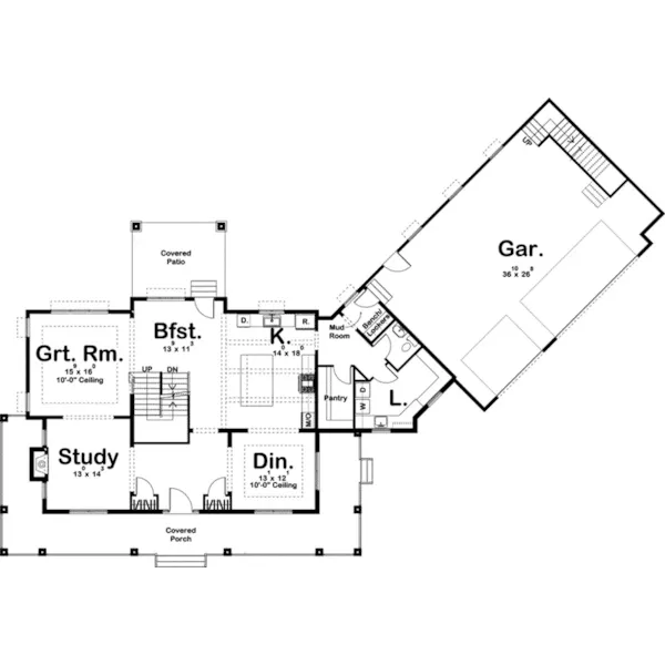 Farmhouse Plan First Floor - Melrose Avenue Modern Farmhouse 123S-0029 - Shop House Plans and More