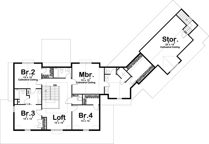 Modern House Plan Second Floor - Melrose Avenue Modern Farmhouse 123S-0029 - Shop House Plans and More