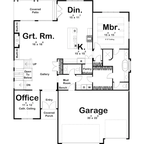 Modern Farmhouse Plan First Floor - Grantpark Modern Farmhouse 123s-0030 - Shop House Plans and More