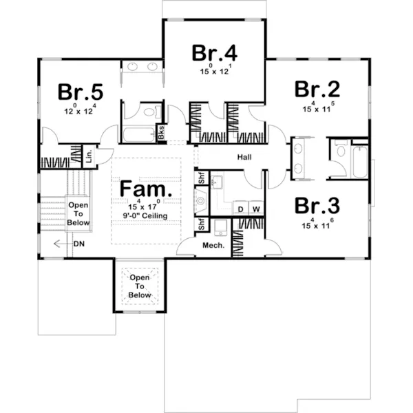 Modern Farmhouse Plan Second Floor - Grantpark Modern Farmhouse 123s-0030 - Shop House Plans and More