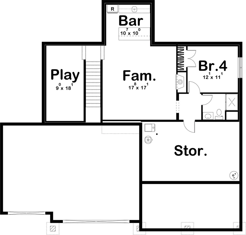 Farmhouse Plan Basement Floor - Poplar View Luxury Home 123D-0067 | House Plans and More