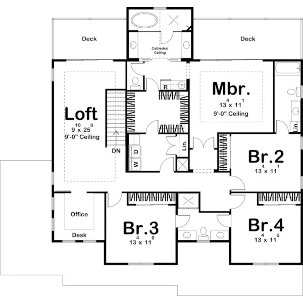 Luxury House Plan Second Floor - Poplar View Luxury Home 123D-0067 | House Plans and More