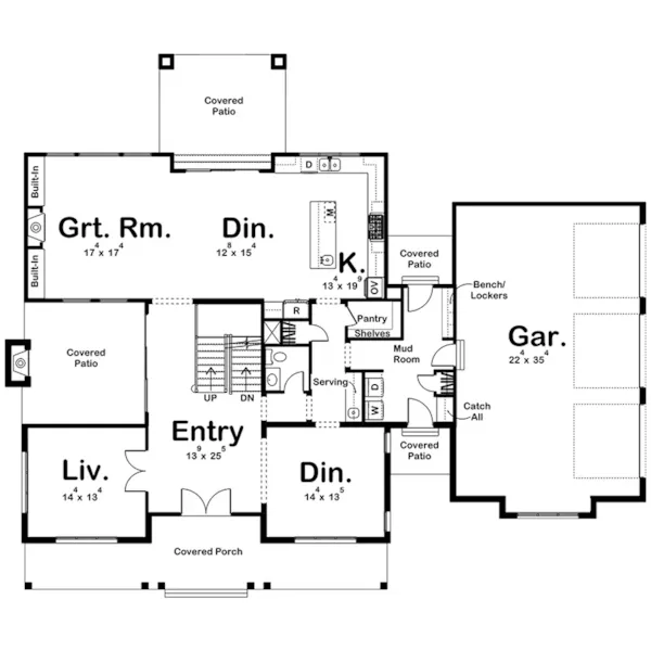 Modern Farmhouse Plan First Floor - Southbend Modern Farmhouse 123S-0063 | House Plans and More