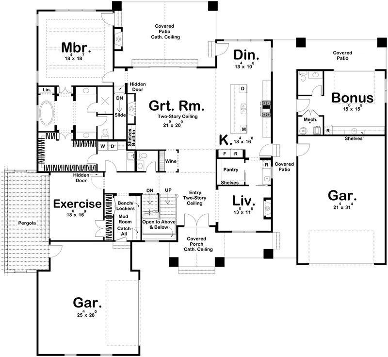 Luxury House Plan First Floor - 123D-0065 | House Plans and More