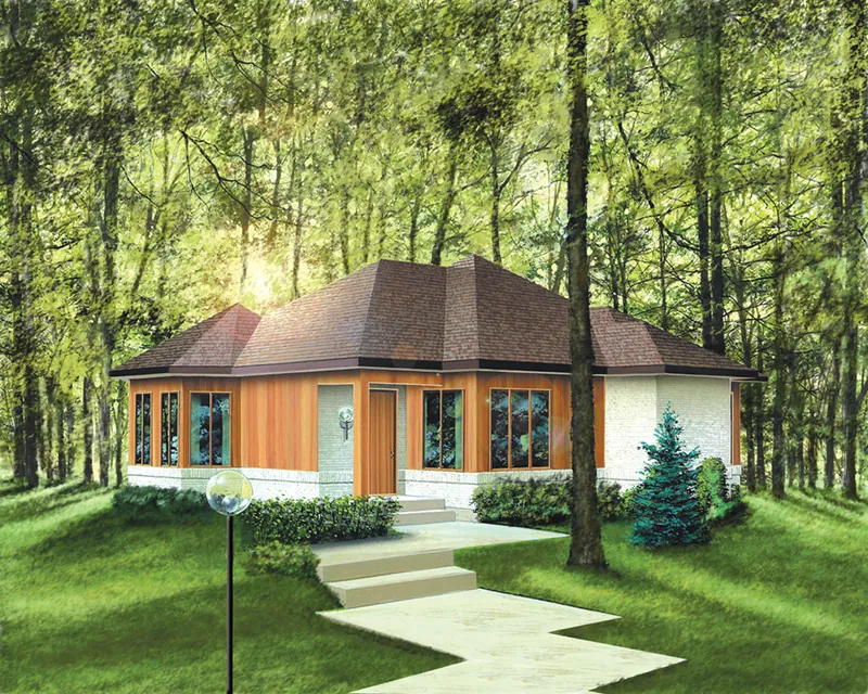 Modern House Plan Front of Home - Carmel Rustic Cabin Home 126D-0001 - Search House Plans and More