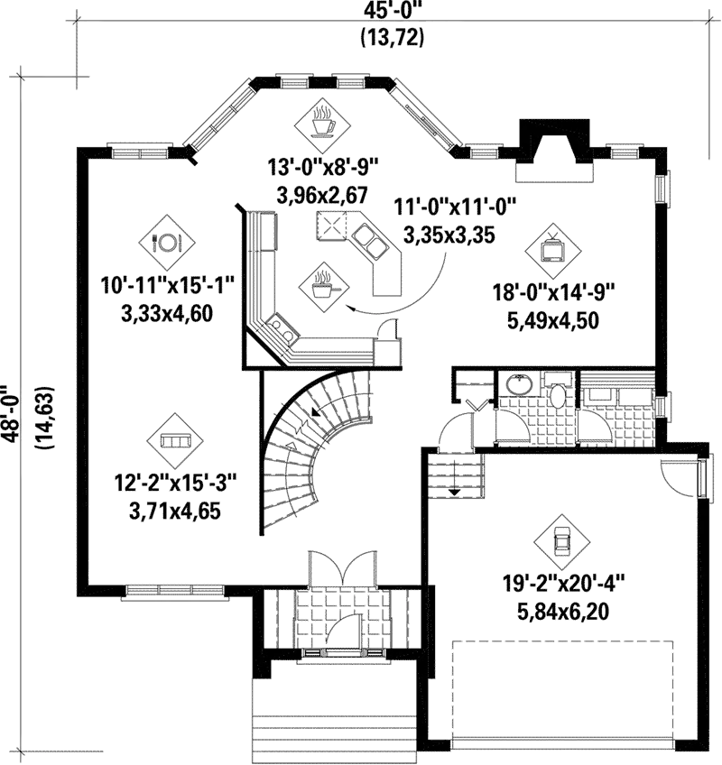 Georgian House Plan First Floor - Becton Traditional Home 126D-0003 - Search House Plans and More