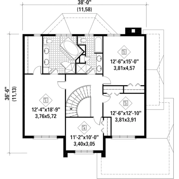 Traditional House Plan Second Floor - Becton Traditional Home 126D-0003 - Search House Plans and More