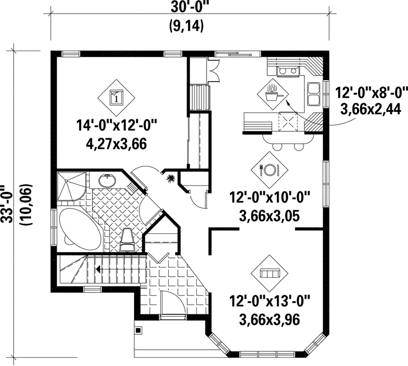 Bungalow House Plan First Floor - Patsy Traditional Ranch Home 126D-0005 - Shop House Plans and More