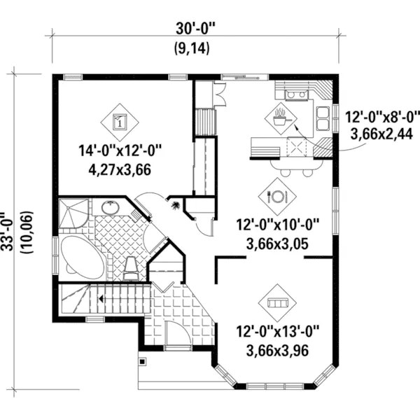 Bungalow House Plan First Floor - Patsy Traditional Ranch Home 126D-0005 - Shop House Plans and More