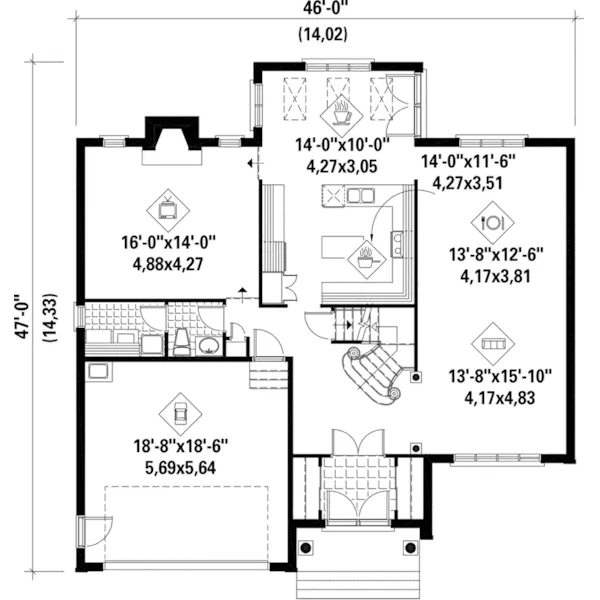 Traditional House Plan First Floor - Holmes Traditional Home 126D-0006 - Search House Plans and More