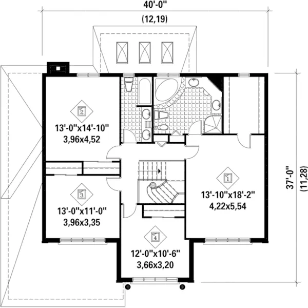 Traditional House Plan Second Floor - Holmes Traditional Home 126D-0006 - Search House Plans and More