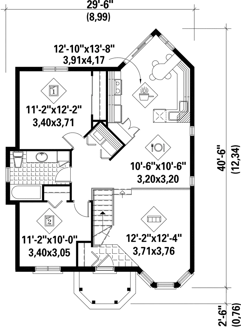 Victorian House Plan First Floor - Chelton Victorian Ranch Home 126D-0008 - Search House Plans and More