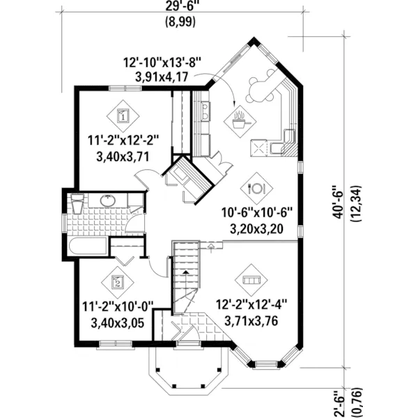 Cabin & Cottage House Plan First Floor - Chelton Victorian Ranch Home 126D-0008 - Search House Plans and More