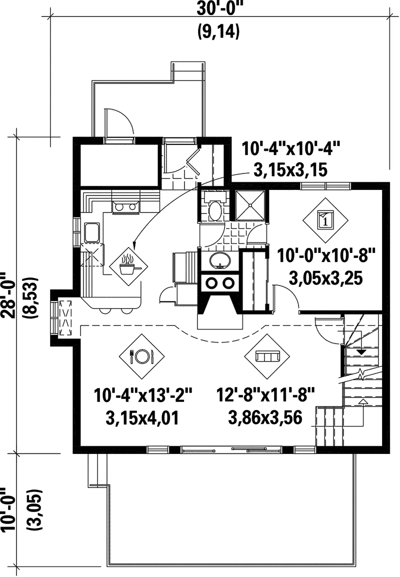Cabin & Cottage House Plan First Floor - Pin Oak Rustic Cabin Home 126D-0011 - Shop House Plans and More