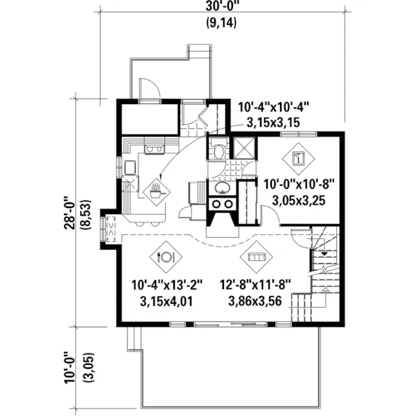 Vacation House Plan First Floor - Pin Oak Rustic Cabin Home 126D-0011 - Shop House Plans and More