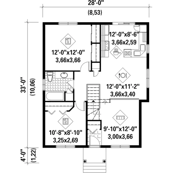 First Floor - Posey Country Ranch Home 126D-0013 - Shop House Plans and More