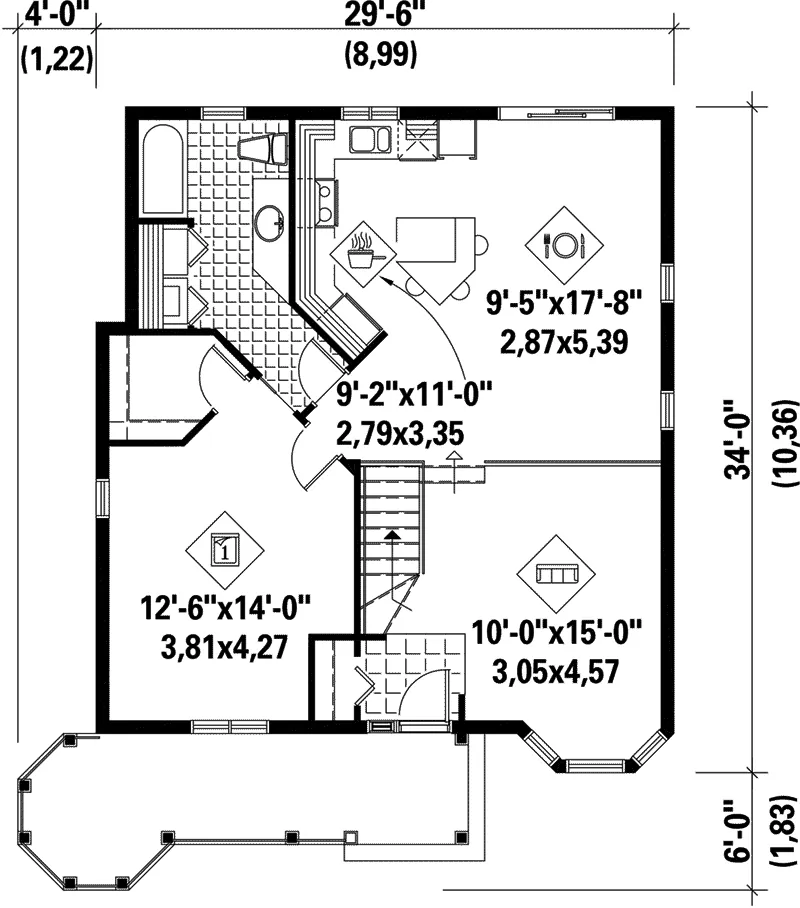 Victorian House Plan First Floor - Venecia Victorian Ranch House | Small Ranch Home Plan