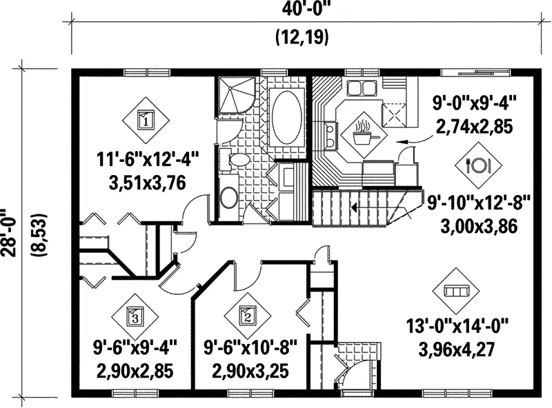Ranch House Plan First Floor - Lone Trails Ranch Home 126D-0020 - Shop House Plans and More