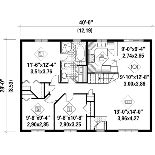 Ranch House Plan First Floor - Lone Trails Ranch Home 126D-0020 - Shop House Plans and More