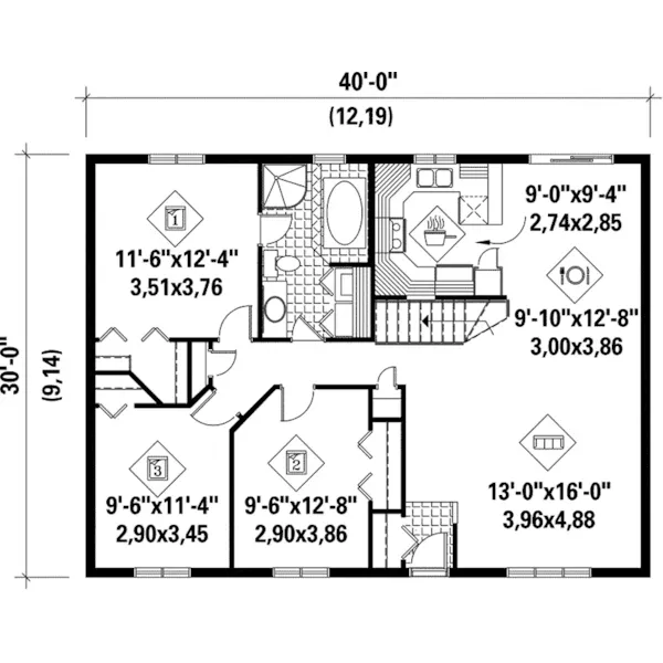 Ranch House Plan First Floor - Lost Valley Ranch Home 126D-0021 - Shop House Plans and More