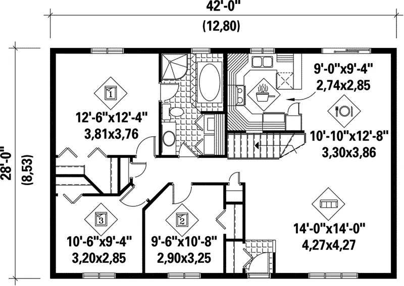 Ranch House Plan First Floor - Marlene Mill Ranch Home 126D-0022 - Shop House Plans and More