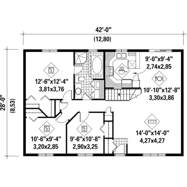 Ranch House Plan First Floor - Marlene Mill Ranch Home 126D-0022 - Shop House Plans and More