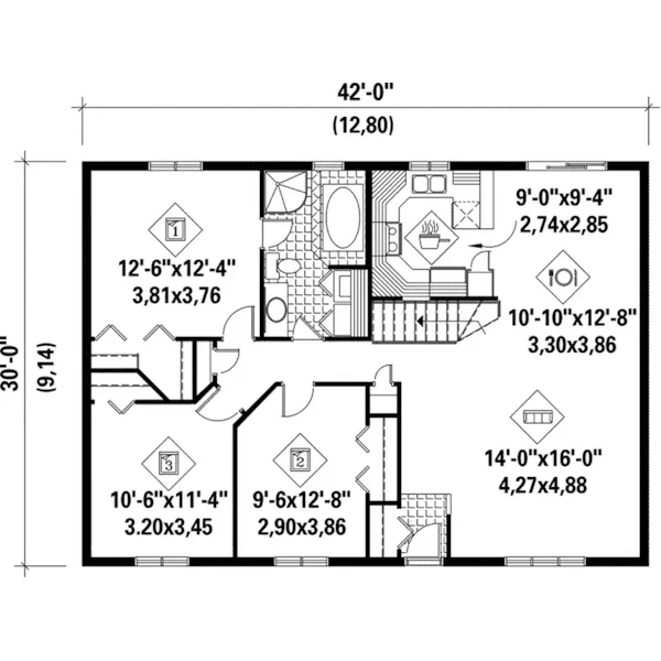 Ranch House Plan First Floor - Matthews Creek Ranch Home 126D-0023 - Shop House Plans and More