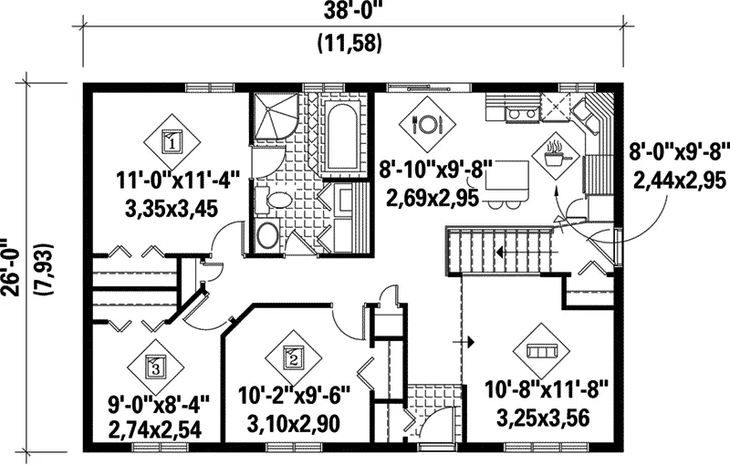 Ranch House Plan First Floor - McCarthy Bay Ranch Home 126D-0024 - Shop House Plans and More