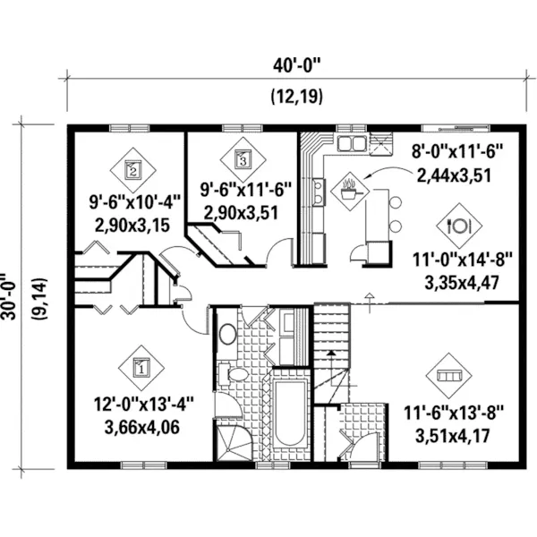 Ranch House Plan First Floor - Newfeld Creek Ranch Home 126D-0030 - Shop House Plans and More