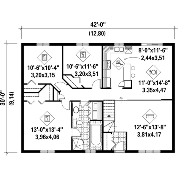 Ranch House Plan First Floor - Parson Breeze Ranch Home 126D-0031 - Shop House Plans and More