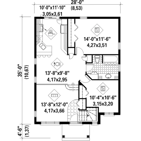 Ranch House Plan First Floor - Halidon Ranch Home 126D-0035 - Search House Plans and More