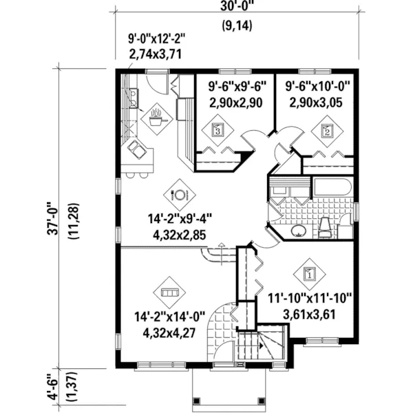 Ranch House Plan First Floor - Landeck One-Story Home 126D-0036 - Shop House Plans and More