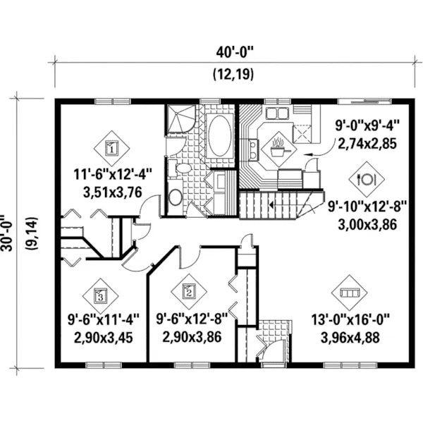 Ranch House Plan First Floor - Peterson Hill Ranch Home 126D-0038 - Shop House Plans and More