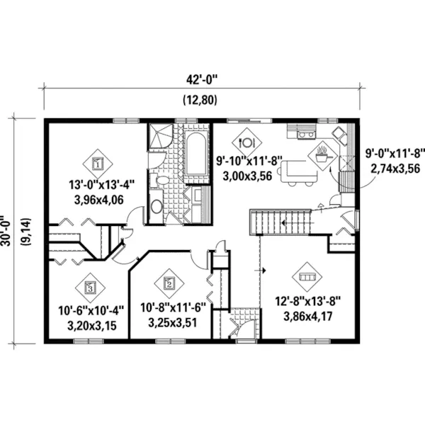 Ranch House Plan First Floor - Sayer Ridge Ranch Home 126D-0039 - Shop House Plans and More