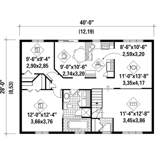 Ranch House Plan First Floor - Seidel Point Ranch Home 126D-0040 - Shop House Plans and More