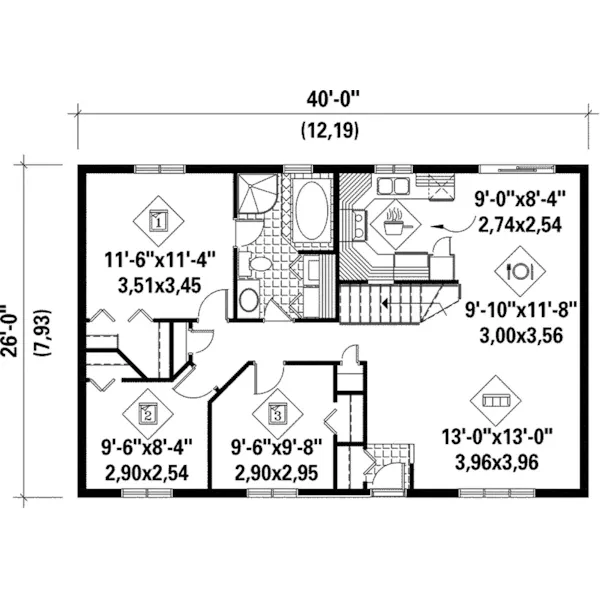 Ranch House Plan First Floor - Adams Heights Ranch Home 126D-0047 - Search House Plans and More