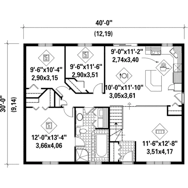 Ranch House Plan First Floor - Birchwood Lane Ranch Home 126D-0060 - Search House Plans and More