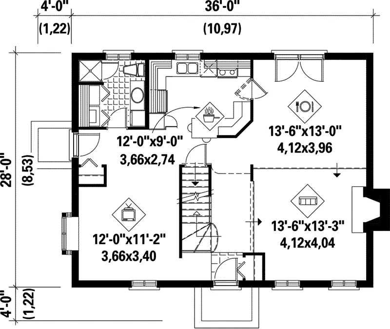 Country French House Plan First Floor - Levy Cape Cod Cottage Home 126D-0063 - Shop House Plans and More