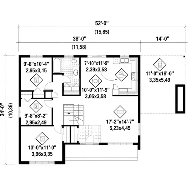 Ranch House Plan First Floor - Rodgers Arts & Crafts Home 126D-0072 - Shop House Plans and More