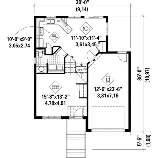 European House Plan First Floor - Carabio Contemporary Home 126D-0073 - Search House Plans and More