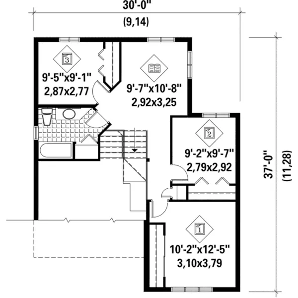 European House Plan Second Floor - Carabio Contemporary Home 126D-0073 - Search House Plans and More