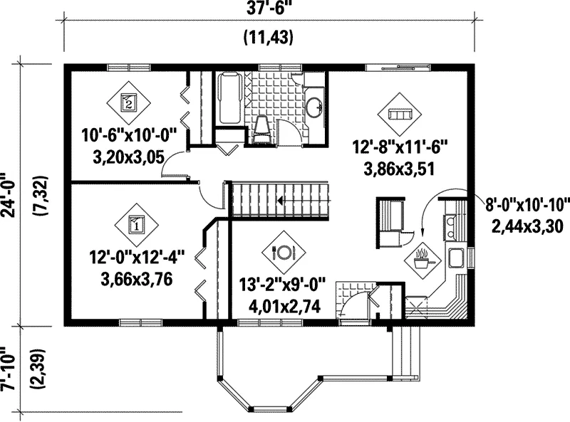 Bungalow House Plan First Floor - Kelly Country Ranch Home 126D-0079 - Search House Plans and More