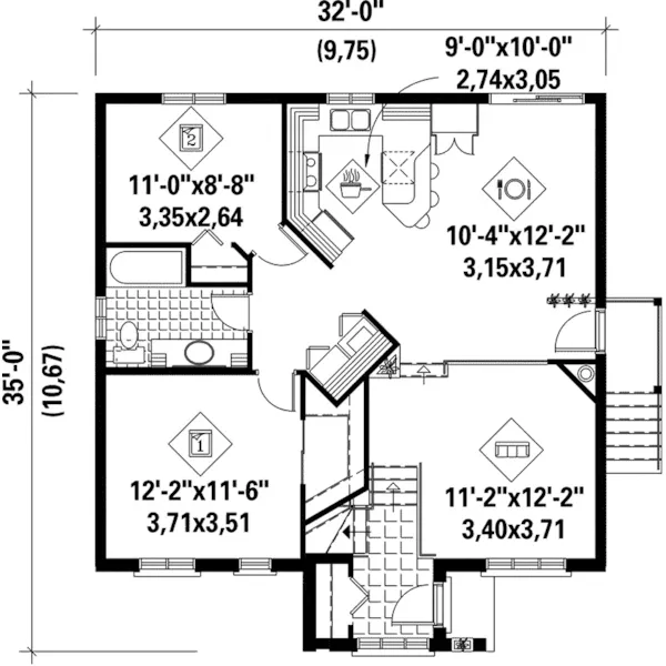 Cape Cod & New England House Plan First Floor - Lanmar Split-Level Home 126D-0084 - Shop House Plans and More