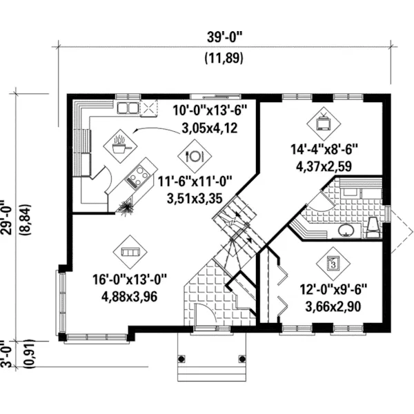 Modern House Plan First Floor - Suson Split-Level Home 126D-0094 - Shop House Plans and More