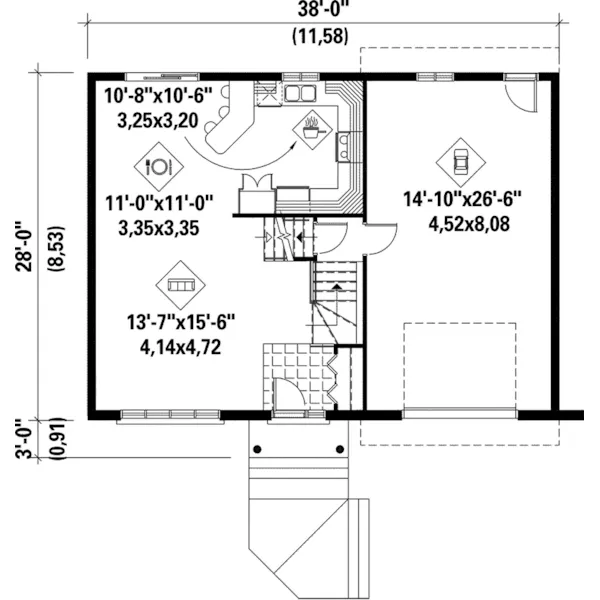 Modern House Plan First Floor - Ackman Country Home 126D-0095 - Search House Plans and More