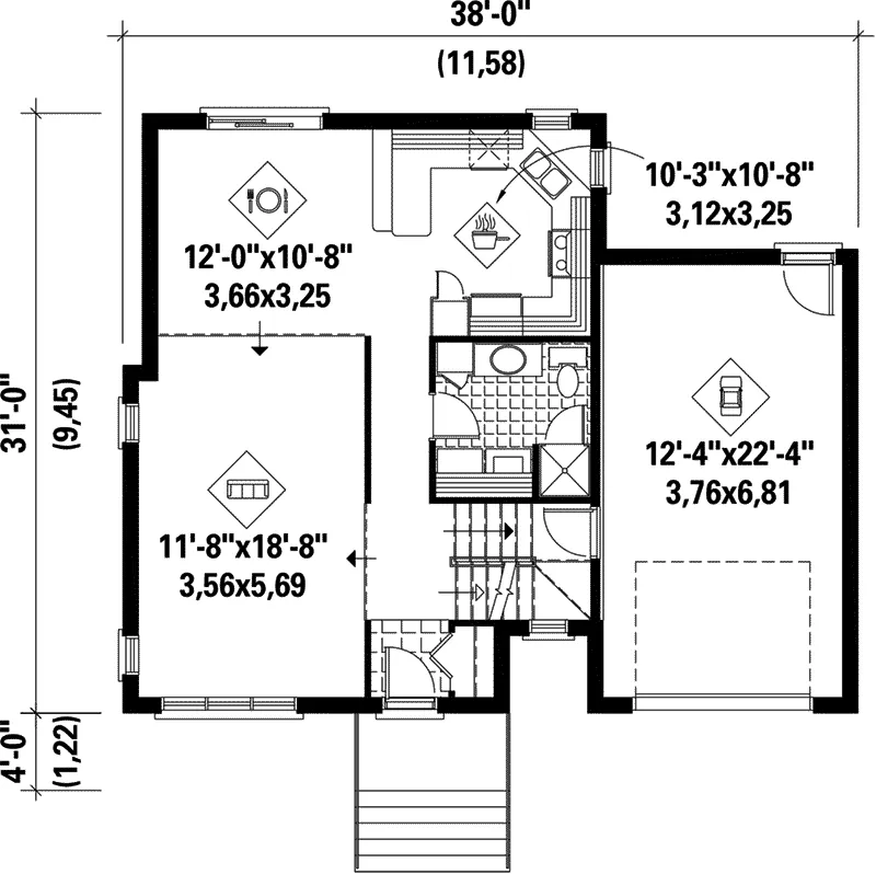 Saltbox House Plan First Floor - Abita Modern Home 126D-0096 - Search House Plans and More