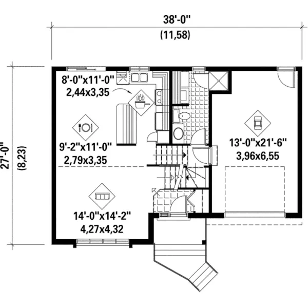 European House Plan First Floor - Derek Split-Level Home 126D-0098 - Search House Plans and More